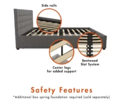 CosmoLiving Elizabeth Gray Linen Storage Bed -Living Room Furniture Store 810541043 4