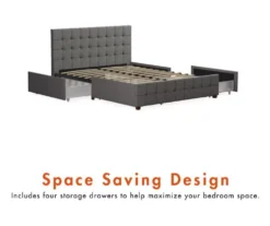 CosmoLiving Elizabeth Gray Linen Storage Bed -Living Room Furniture Store 810541043 5