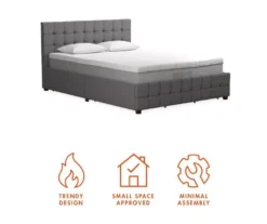 CosmoLiving Elizabeth Gray Linen Storage Bed -Living Room Furniture Store 810541043 6