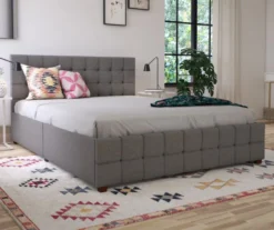 CosmoLiving Elizabeth Gray Linen Storage Bed -Living Room Furniture Store 810541044 2