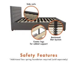 CosmoLiving Elizabeth Gray Linen Storage Bed -Living Room Furniture Store 810541044 4