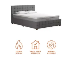 CosmoLiving Elizabeth Gray Linen Storage Bed -Living Room Furniture Store 810541044 6