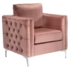 Lizmont Blush Tufted Velvet Accent Chair -Living Room Furniture Store 810542292