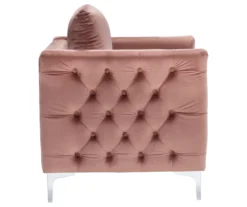 Lizmont Blush Tufted Velvet Accent Chair -Living Room Furniture Store 810542292 4
