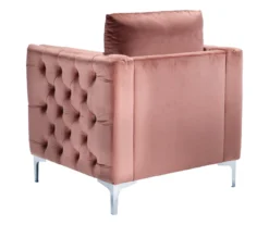 Lizmont Blush Tufted Velvet Accent Chair -Living Room Furniture Store 810542292 5