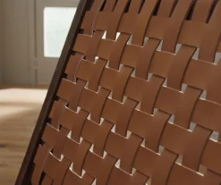 Fayme Camel Armless Leather Woven-Back Lounge Chair -Living Room Furniture Store 810542301 3