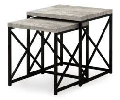 Monarch Reclaimed Wood Look 2-Piece Nesting Table Set -Living Room Furniture Store 810542384 2