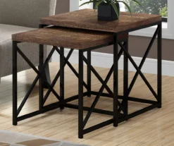 Monarch Reclaimed Wood Look 2-Piece Nesting Table Set -Living Room Furniture Store 810542385 1