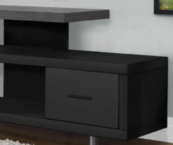 60" Black & Gray Top TV Stand -Living Room Furniture Store 810542411 3