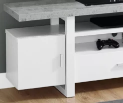 60" White & Cement Look TV Stand -Living Room Furniture Store 810542414 3