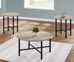 Monarch Round 3-Piece Occasional Table Set -Living Room Furniture Store 810542424 1