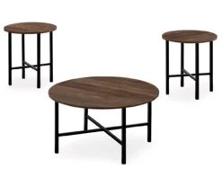 Monarch Round 3-Piece Occasional Table Set -Living Room Furniture Store 810542426 2