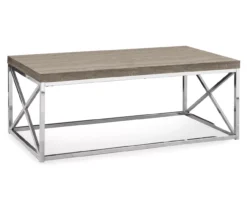 Dark Taupe & Chrome Metal Coffee Table