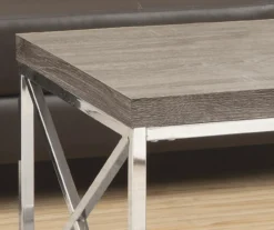 Dark Taupe & Chrome Metal Coffee Table -Living Room Furniture Store 810542479 3