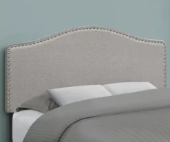 Monarch Linen Nailhead Trim Headboard -Living Room Furniture Store 810542515 1