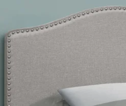 Monarch Linen Nailhead Trim Headboard -Living Room Furniture Store 810542515 3