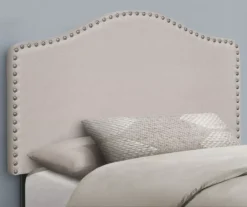 Monarch Linen Nailhead Trim Headboard -Living Room Furniture Store 810542522 1