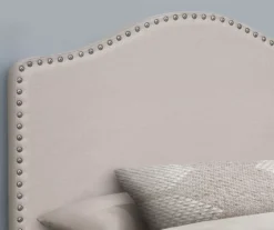 Monarch Linen Nailhead Trim Headboard -Living Room Furniture Store 810542522 3