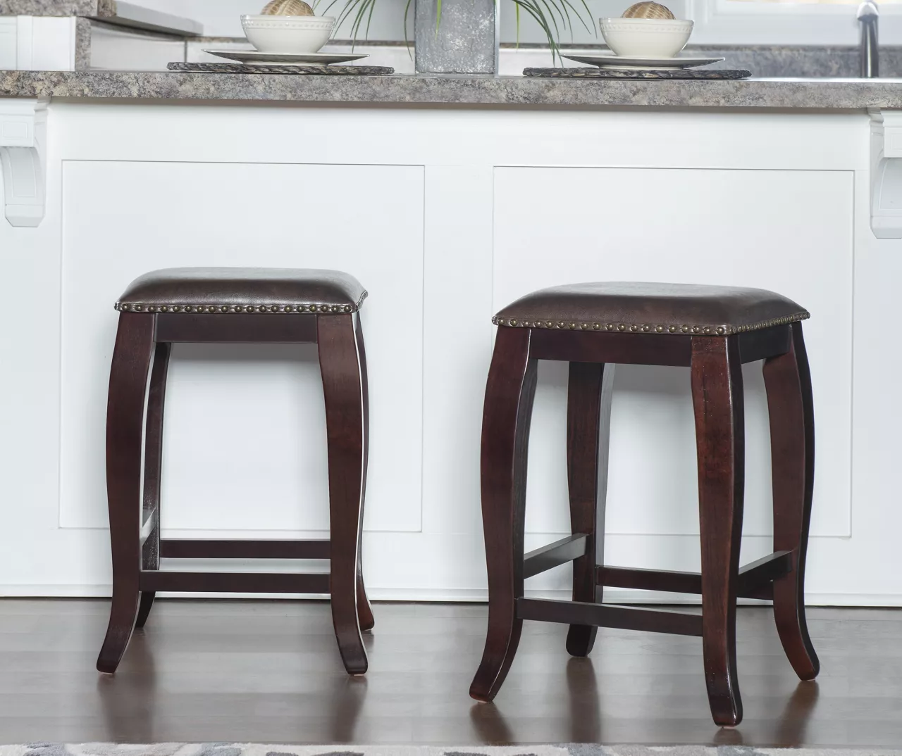 Dallas Wenge Brown Square Top Wood Nailhead Counter Stool 4 Dallas Wenge Brown Square Top Wood Nailhead Counter Stool - Image 2