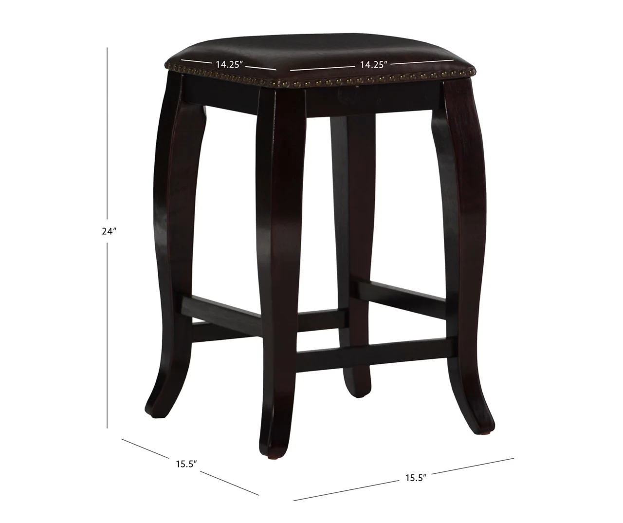 Dallas Wenge Brown Square Top Wood Nailhead Counter Stool 7 Dallas Wenge Brown Square Top Wood Nailhead Counter Stool - Image 5
