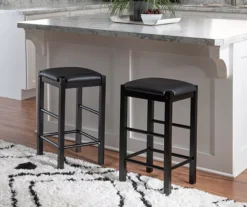 Bay Faux Leather & Wood Counter Stools, 2-Pack -Living Room Furniture Store 810543042 2