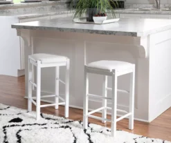 Bay Faux Leather & Wood Counter Stools, 2-Pack -Living Room Furniture Store 810543048 2