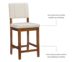 Jackson Cream Upholstered Wood Counter Stool -Living Room Furniture Store 810543082 A8 9