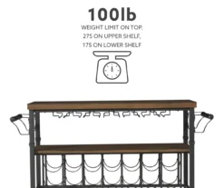 Patrick 2-Tier Wood & Metal Wine Cart -Living Room Furniture Store 810543090 A0 9