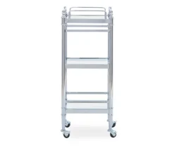 Hawkins Chrome & Glass 3-Shelf Rolling Cart -Living Room Furniture Store 810543096 4