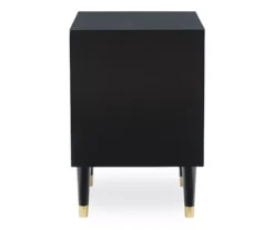 Urban Fresh Black & Gold 2-Drawer Textured Geometric Nightstand -Living Room Furniture Store 810543105 4