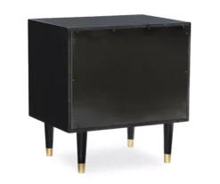Urban Fresh Black & Gold 2-Drawer Textured Geometric Nightstand -Living Room Furniture Store 810543105 5