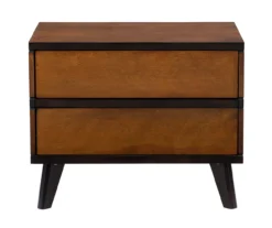 Manhattan Walnut 2-Drawer Mid-Century Wood Nightstand -Living Room Furniture Store 810543109 A0 2