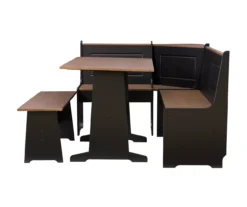 Atrium Black & Pecan 3-Piece Wooden Breakfast Nook Set -Living Room Furniture Store 810543121 A1