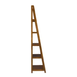 Presley Walnut 5-Shelf Ladder Bookcase -Living Room Furniture Store 810543154 3