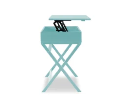Kari Turquoise Lift-Top Campaign Desk 9 Kari Turquoise Lift-Top Campaign Desk -Living Room Furniture Store 810543172 5