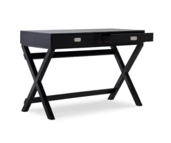 Cami Black X-Base Campaign Style Writing Desk -Living Room Furniture Store 810543183 4