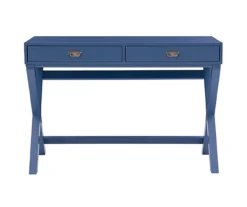 Kari Navy Blue 2-Drawer Campaign Desk -Living Room Furniture Store 810543186 3