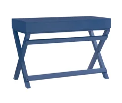 Kari Navy Blue 2-Drawer Campaign Desk -Living Room Furniture Store 810543186 5