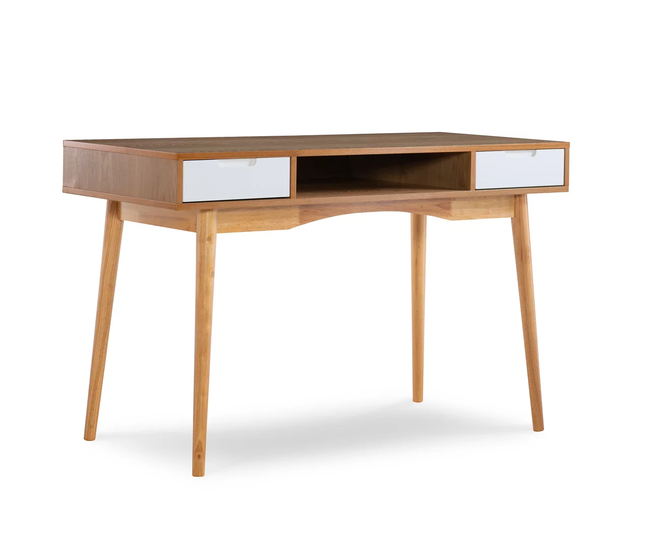 Nate Ash & White 2-Drawer Writing Desk 3 Nate Ash & White 2-Drawer Writing Desk