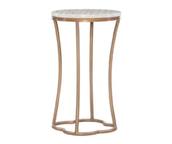 Globa Designs White & Gold Capiz Mosaic Beehive Accent Table -Living Room Furniture Store 810543194 A0 1
