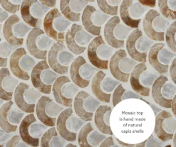 Globa Designs White & Gold Capiz Mosaic Beehive Accent Table -Living Room Furniture Store 810543194 A8