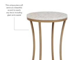 Globa Designs White & Gold Capiz Mosaic Beehive Accent Table -Living Room Furniture Store 810543194 M0 2