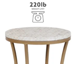 Globa Designs White & Gold Capiz Mosaic Beehive Accent Table -Living Room Furniture Store 810543194 M0 4