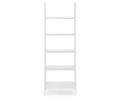 Boston White Wood 5-Shelf Ladder Bookcase -Living Room Furniture Store 810543215 3