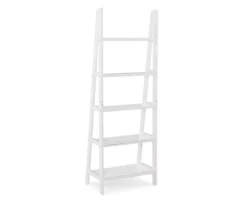 Boston White Wood 5-Shelf Ladder Bookcase -Living Room Furniture Store 810543215 4