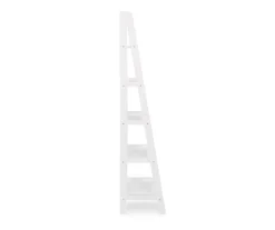 Boston White Wood 5-Shelf Ladder Bookcase -Living Room Furniture Store 810543215 5