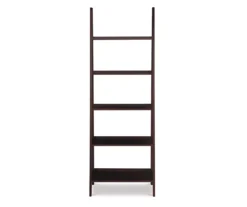 Boston Espresso 5-Shelf Wooden Ladder Bookcase -Living Room Furniture Store 810543223 3