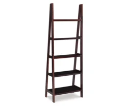Boston Espresso 5-Shelf Wooden Ladder Bookcase -Living Room Furniture Store 810543223 4