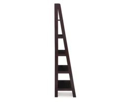 Boston Espresso 5-Shelf Wooden Ladder Bookcase -Living Room Furniture Store 810543223 5