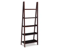 Boston Espresso 5-Shelf Wooden Ladder Bookcase -Living Room Furniture Store 810543223 A0 1